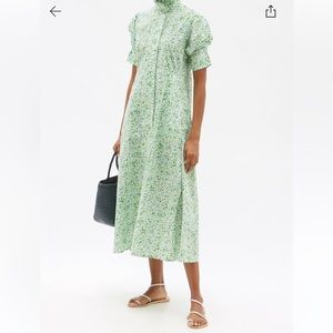 Thierry Colson Venetia floral cotton-poplin shirt dress in green
